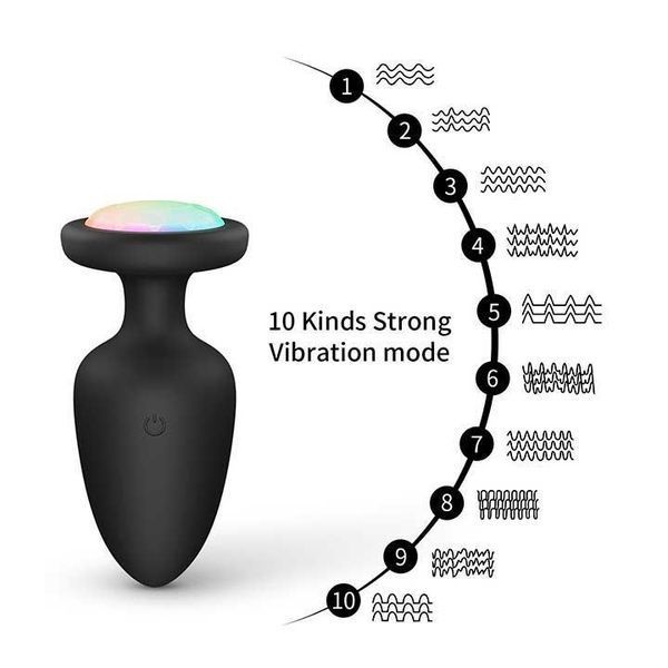 Светящаяся анальная пробка с вибрацией 10X Light Up Rechargeable Anal Plug - 9,8*4,4 см &ndash; Анальные игрушки X0000752 фото