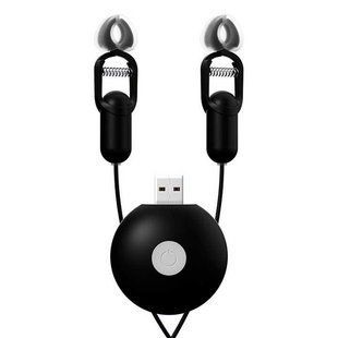 Затискачі для сосків з вібрацією "GALAKUin" USB 10 режимів - Чорний - Садо-мазо X0000563-2 фото