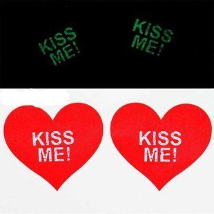 Вінілові наклейки на соски, що світяться, "Kiss Me!" - Садо-мазо X00000258 фото