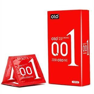 Презервативи Olo 0.01 RED Foil з пухирцями та гіалуроновим мастилом 10 шт. X00001110 фото