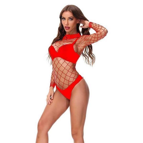 Сексуальное боди-сетка с воротом - Красный - M/L/XL &ndash; Эротическое бельё X0000627-2 фото